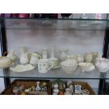 A QUANTITY OF BELLEEK CHINA WARES INC. VASES, JUGS, PIN TRAYS ETC.