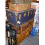 A QUANTITY OF VARIOUS CABIN TRUNKS, LAUNDRY BOXES ETC.
