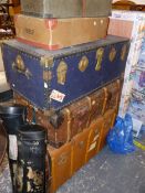 A QUANTITY OF VARIOUS CABIN TRUNKS, LAUNDRY BOXES ETC.