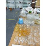 A COLLECTION OF VARIOUS DRINKING GLASSWARE, A SPODE COFFEE SET, DECORATIVE DINNER AND TEA WARES ETC.