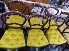 A SET OF VICTORIAN ROSEWOOD DINING CHAIRS.