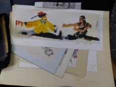 A LARGE COLLECTION OF UNFRAMED ORIENTAL PICTURES INCLUDING FOLDERS AND PORTFOLIO CASES, SIZES VARY.
