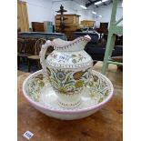 A LATE VICTORIAN AESTHETIC WASH JUG AND BASIN.