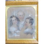 GEORGE PYCOCK. GREEN (MID 19th.C. ENGLISH SCHOOL). PORTRAIT OF THREE CHILDREN. SIGNED AND DATED
