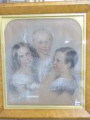 GEORGE PYCOCK. GREEN (MID 19th.C. ENGLISH SCHOOL). PORTRAIT OF THREE CHILDREN. SIGNED AND DATED