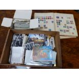 A LARGE COLLECTION OF POST CARDS, STAMP ALBUM AND EPHEMERA.