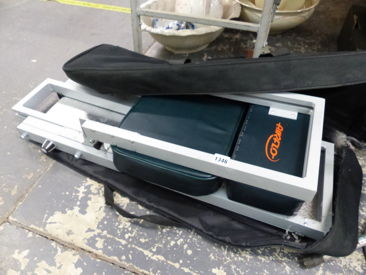 AN AIRFLO FOLDING ADJUSTABLE FISHING BOAT SEAT.