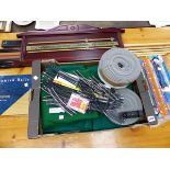 SNOOKER CUES AND ACCESSORIES INC. ARAMITH BILLIARDS BALLS, SCORE BOARD ETC AND A HORNBY THOMAS THE