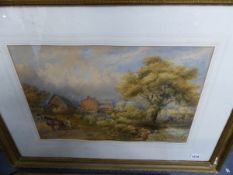 E WALKER (19th C. SCHOOL) A SHROPSHIRE FARM, SIGNED WATERCOLOUR 34 X 50cms.