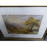 E WALKER (19th C. SCHOOL) A SHROPSHIRE FARM, SIGNED WATERCOLOUR 34 X 50cms.