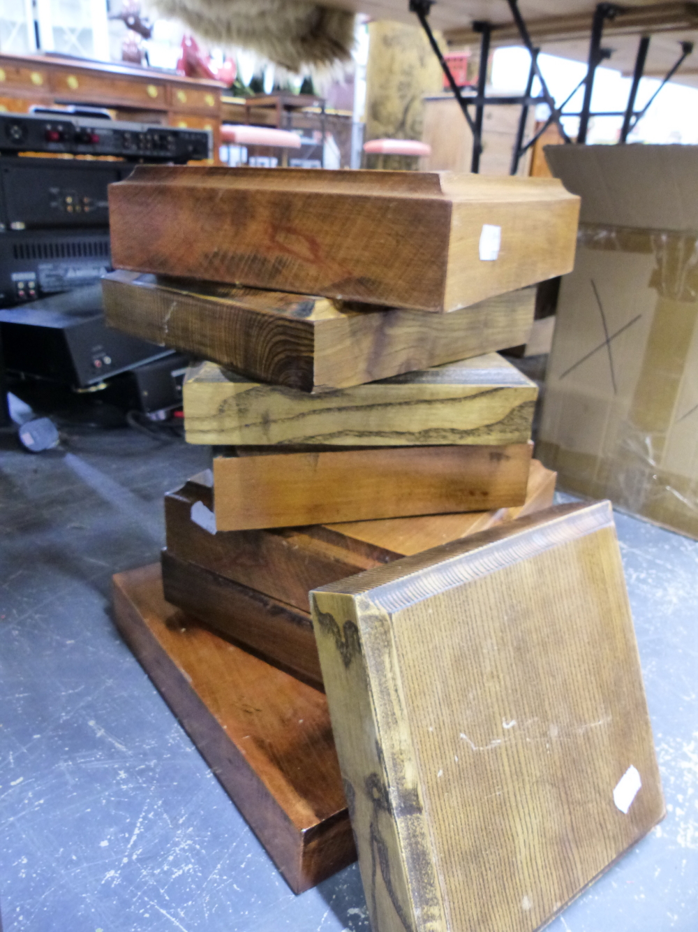 EIGHT VARIOUS WOODEN DISPLAY PLINTHS. - Image 2 of 2