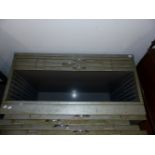 A VINTAGE GREY STEEL TEN DRAWER PLAN CHEST. W 114 X D 84 X H56.