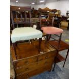A GEORGE III MAHOGANY SIDE CHAIR, A VICTORIAN BEDROOM CHAIR, A SMALL WALNUT CHEST OF TWO SHORT AND