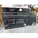 VARIOUS STACKING STEREO COMPONENTS TO INCLUDE SONY, MARANTZ, AIWA, AND ACOUSTIC SOLUTIONS.