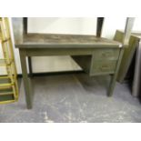 A VINTAGE INDUSTRIAL STEEL DESK. W 122 X D 86 X H 78cms.