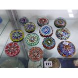 12 VARIOUS GLASS PAPERWEIGHTS.