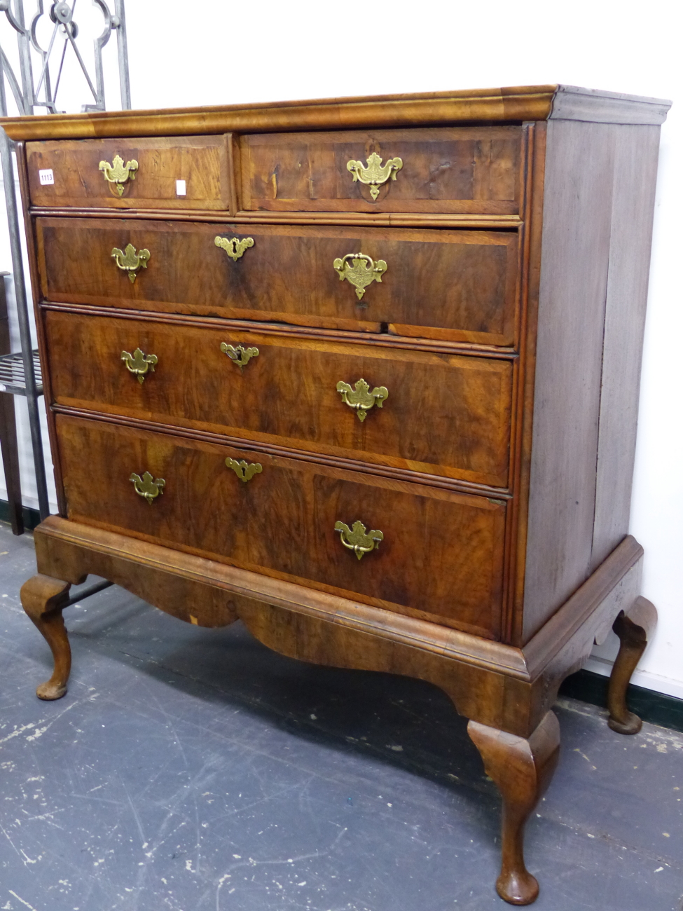 AN 18th C. WALNUT CHEST ON STAND. W 98 X D 51 X H 109cms.