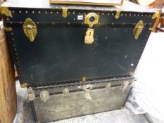 TWO LARGE VINTAGE CABIN TRUNKS.