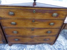A REGENCY MAHOGANY FOUR DRAWER CHEST OF DRAWERS.
