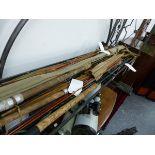 EIGHT VARIOUS VINTAGE FISHING RODS.