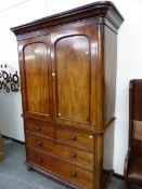 A VICTORIAN MAHOGANY LINEN PRESS.