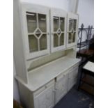 A MODERN PAINTED KITCHEN DRESSER. W 151 X D 51 X H 194cms.