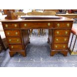 A VICTORIAN MAHOGANY TWIN PEDESTAL WRITING DESK.