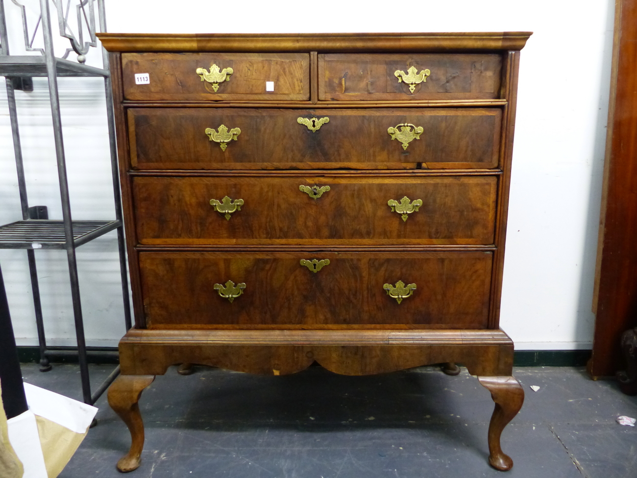 AN 18th C. WALNUT CHEST ON STAND. W 98 X D 51 X H 109cms. - Image 2 of 10