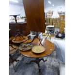 TWO 19th.C. TILT TOP TRIPOD TABLES.