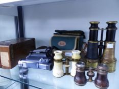 THREE PAIRS OF BINOCULARS, SMALL QTY OF LANTERN SLIDES AND A CANON MV700 CAMERA.