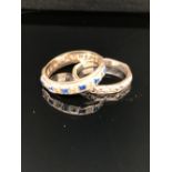 TWO VINTAGE FULL ETERNITY RINGS, ONE SILVER AND MARCASITE FINGER SIZE M,THE OTHER A SILVER AND