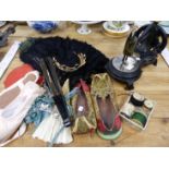 ANTIQUE JONES SEWING MACHINE, FANS, BALLET SHOES, ETC.