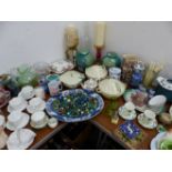 A QUANTITY OF VINTAGE AND LATER DECORATIVE CHINAWARES, ART DECO TUREENS, QTY OF MARBLES, ETC.