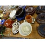 VARIOUS POTTERY COOKING POTS, ETC.