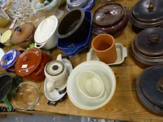 VARIOUS POTTERY COOKING POTS, ETC.