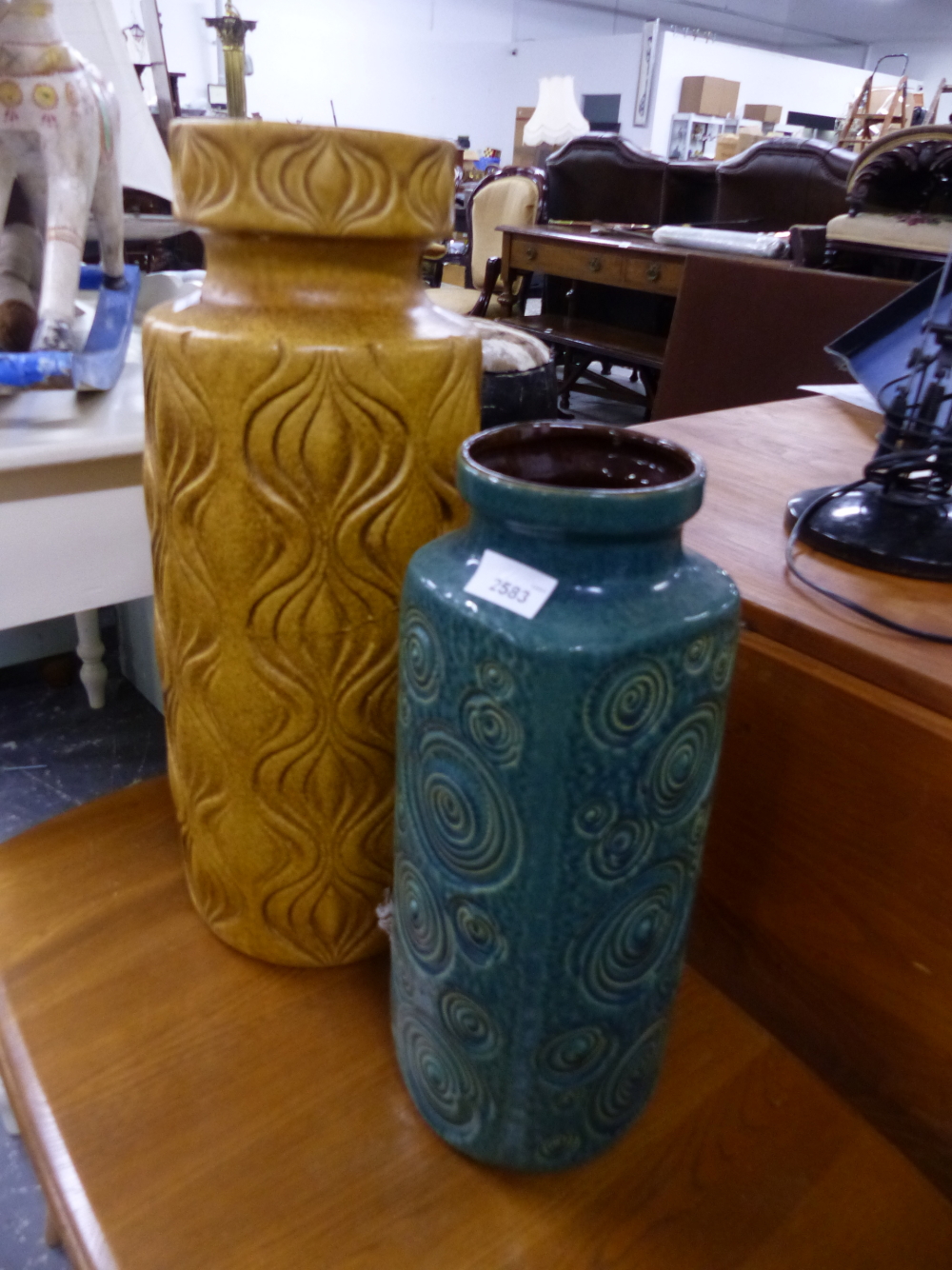 TWO GERMAN ART POTTERY VASES.