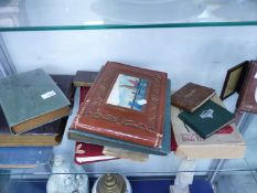 PHOTOGRAPH AND POSTCARD ALBUMS WITH PARTIAL CONTENTS, A 'BAGG-ITT' GAME, AUTOGRAPH ALBUM, ETC.