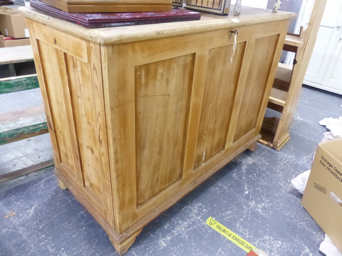 A VERY LARGE PINE BLANKET CHEST /COFFER.