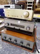 A LEAK STEREO 70 AMPLIFIER, A MARANTZ SC22 AMP AND A LEAK THROUGH LINE STEREO RADIO RECEIVER.