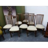 A SET OF EIGHT GOOD QUALITY MODERN ARTS AND CRAFTS SCOTTISH SCHOOL STYLE DINING CHAIRS.