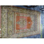 A SMALL EASTERN PATTERN PRAYER RUG. W 117 X L 165CMS.