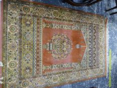 A SMALL EASTERN PATTERN PRAYER RUG. W 117 X L 165CMS.