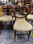 THREE VICTORIAN BALLOON BACK BEDROOM CHAIRS.