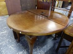 A LATE VICTORIAN MAHOGANY SMALL WIND OUT DINING TABLE.