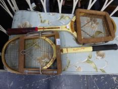 TWO VINTAGE TENNIS RACQUETS.