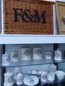 A FORTNUM AND MASON HAMPER AND A QUANTITY OF FORTNUM AND MASON KITCHEN STORAGE JARS, ETC.