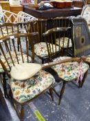 A SET OF SIX ERCOL COTTAGE DINING CHAIRS, TOGETHER WITH A PAIR OF ERCOL ROCKING CHAIRS.