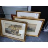 FIVE ANTIQUE AND LATER WATERCOLOURS.