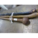 A KNOBKERRIE AND TWO WALKING STICKS.