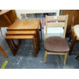 A RETRO TEAK NEST OF TABLES, A CHILD'S CHAIR, ETC.